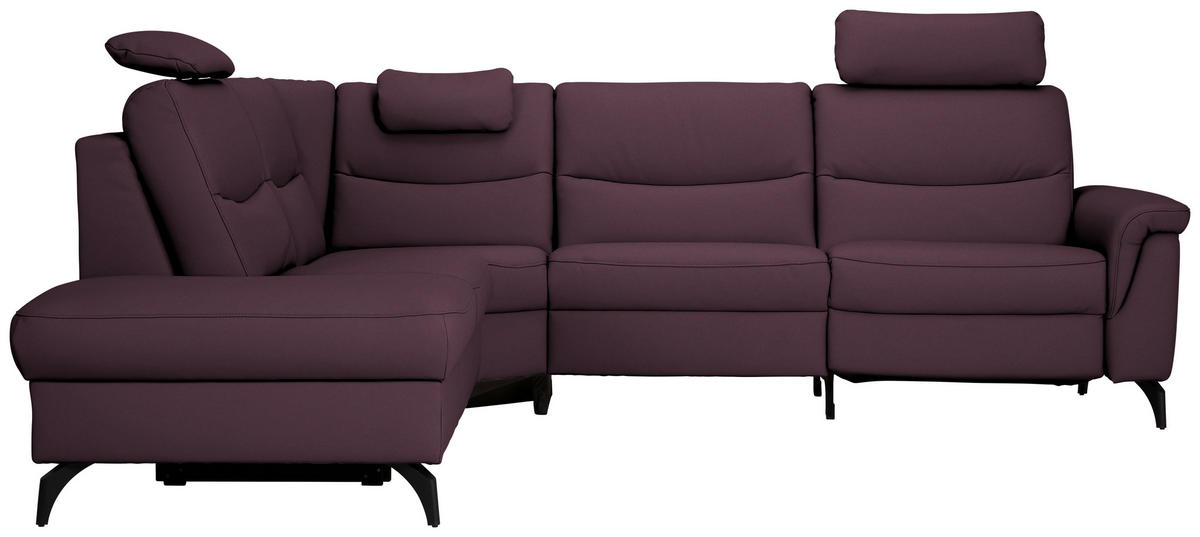 ECKSOFA in Echtleder Violett  249/280 cm  - Anthrazit/Violett, Design, Leder/Metall (249/280cm) - Himolla Komfortklass