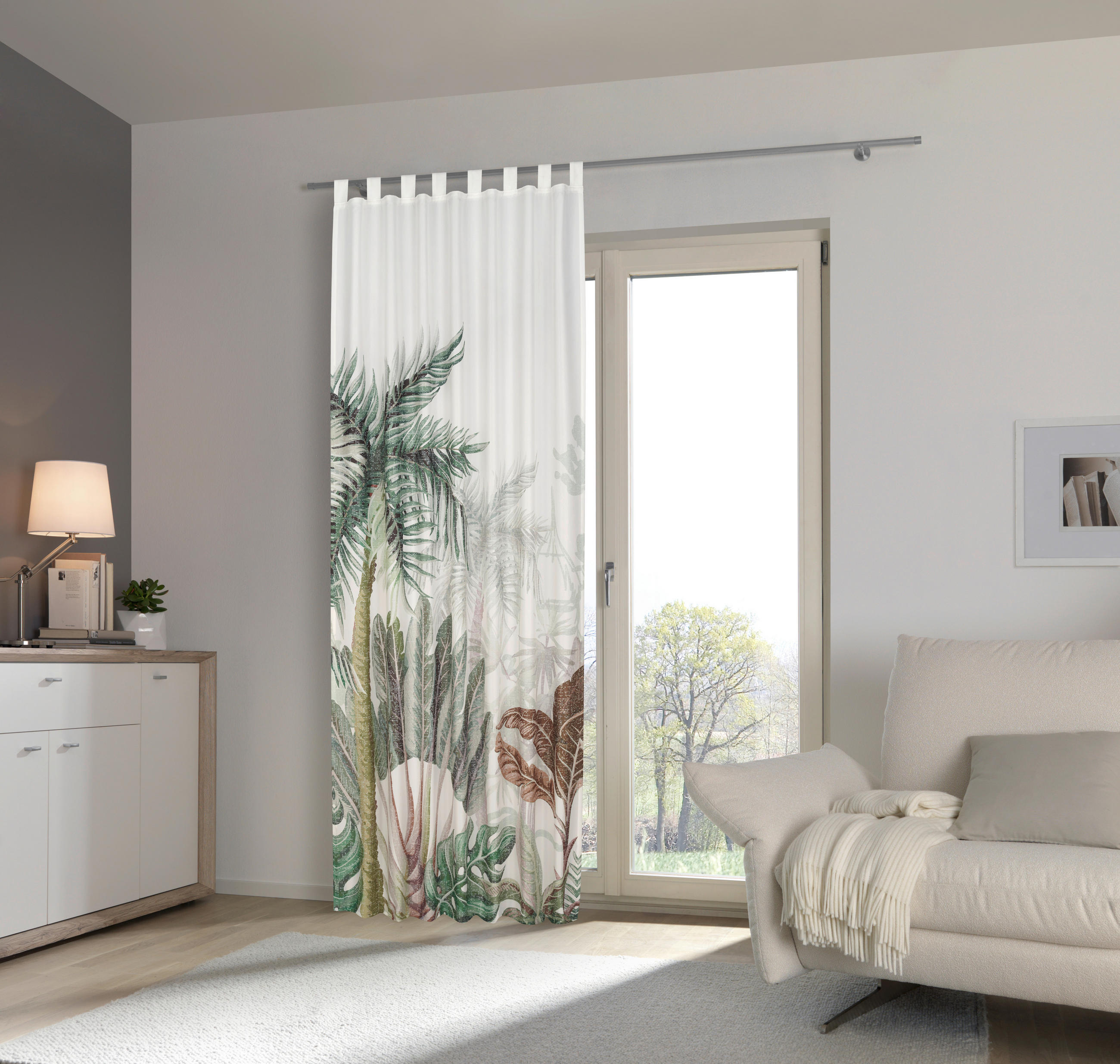 VENKOVNÍ ZÁVĚS, neprůsvitné, 140/300 cm - bílá/zelená, Trend, textil (140/300cm) - Esposa
