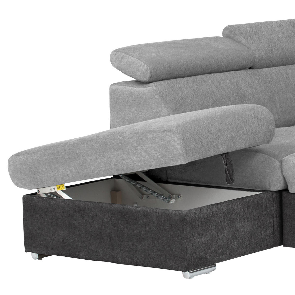 ECKSOFA in Mikrofaser Schwarz, Silberfarben  216/262 cm  - Chromfarben/Silberfarben, Design, Textil/Metall (216/262cm) - Livetastic