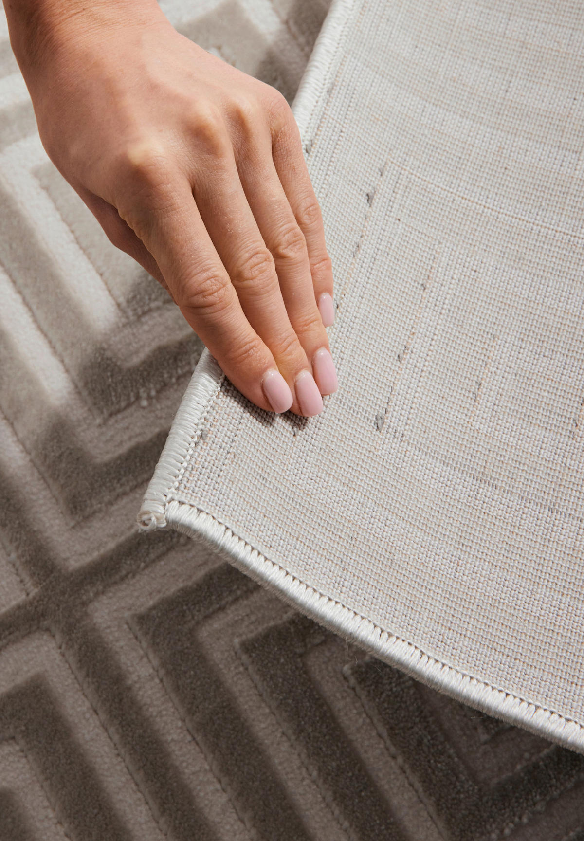 TEPPICH 120/170 cm Perles Grau, Weiß  - Weiß/Grau, Basics, Kunststoff (120/170cm) - Elle Decoration