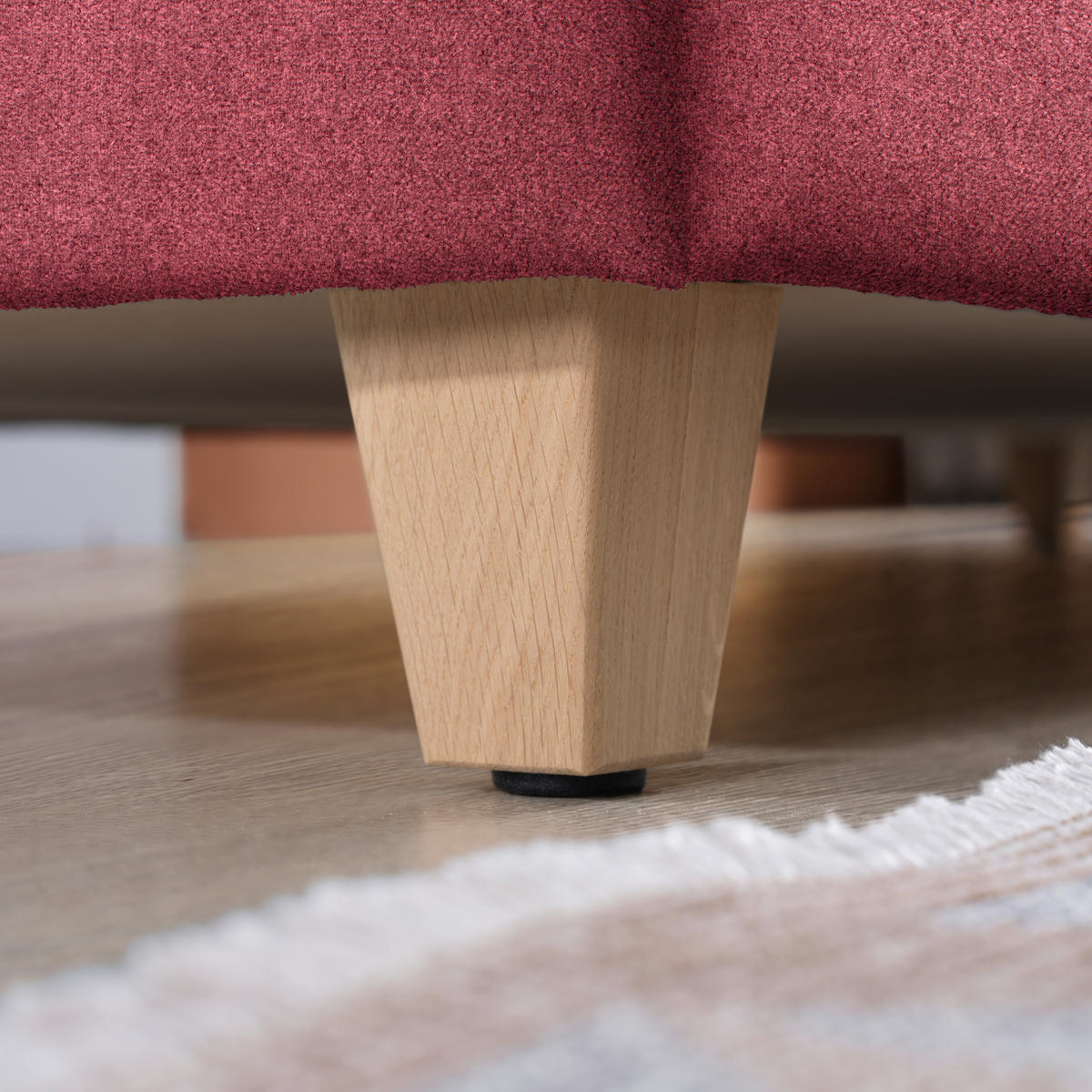ECKSOFA in Flachgewebe Bordeaux  203/261 cm  - Eichefarben/Bordeaux, KONVENTIONELL, Holz/Textil (203/261cm) - Sedda