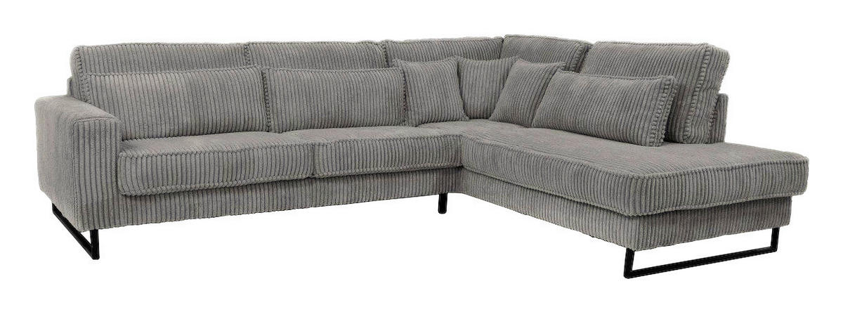 ROHOVÁ SEDAČKA, textil, kompozitné drevo, sivá - čierna/sivá, Konventionell, kov/kompozitné drevo (284/253cm) - Livetastic