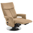 RELAXSESSEL in Leder Hellbraun  - Hellbraun/Edelstahlfarben, Design, Leder/Metall (78/112/85cm) - Cantus