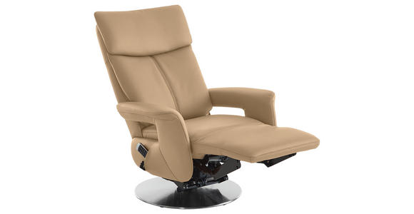 RELAXSESSEL in Leder Hellbraun - Hellbraun/Edelstahlfarben, Design, Leder/Metall (78/112/85cm) - Cantus