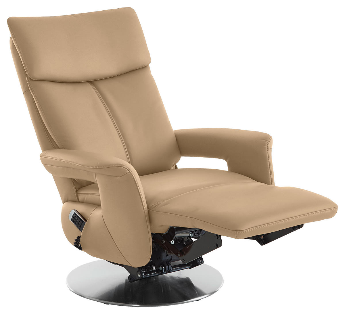 RELAXSESSEL in Leder Hellbraun  - Hellbraun/Edelstahlfarben, Design, Leder/Metall (78/112/85cm) - Cantus
