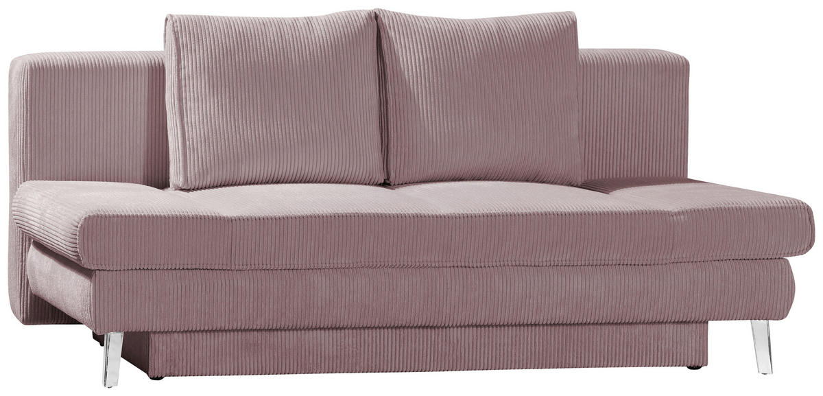 SCHLAFSOFA in Cord Rosa  - Chromfarben/Rosa, Design, Textil/Metall (200/85/90cm) - Xora