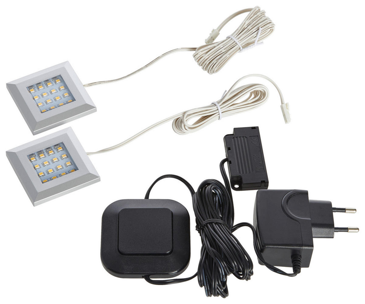 LED-SPOT-SET 5,5/1/5,5 cm   - Schwarz/Weiß, KONVENTIONELL, Kunststoff (5,5/1/5,5cm) - Livetastic