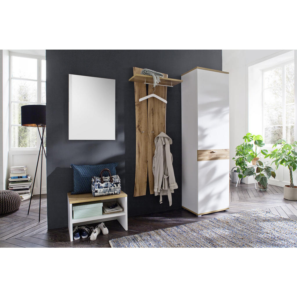 Thumbnail - Carryhome Garderobenbank, Weiß, Eiche, 63x42x40 cm, Garderobe, Garderobenbänke, Garderobenbänke