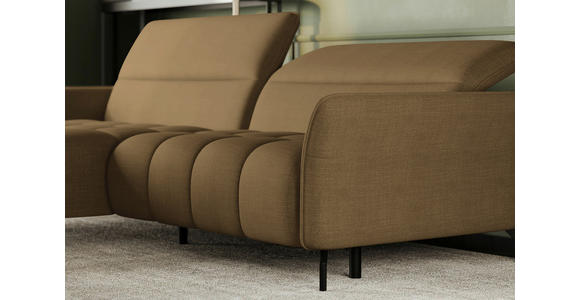 ECKSOFA Olivgrün Flachgewebe Rücken echt, Kopfteilverstellung, Sitztiefenverstellung  - Schwarz/Olivgrün, KONVENTIONELL, Textil/Metall (175/272cm) - Carryhome
