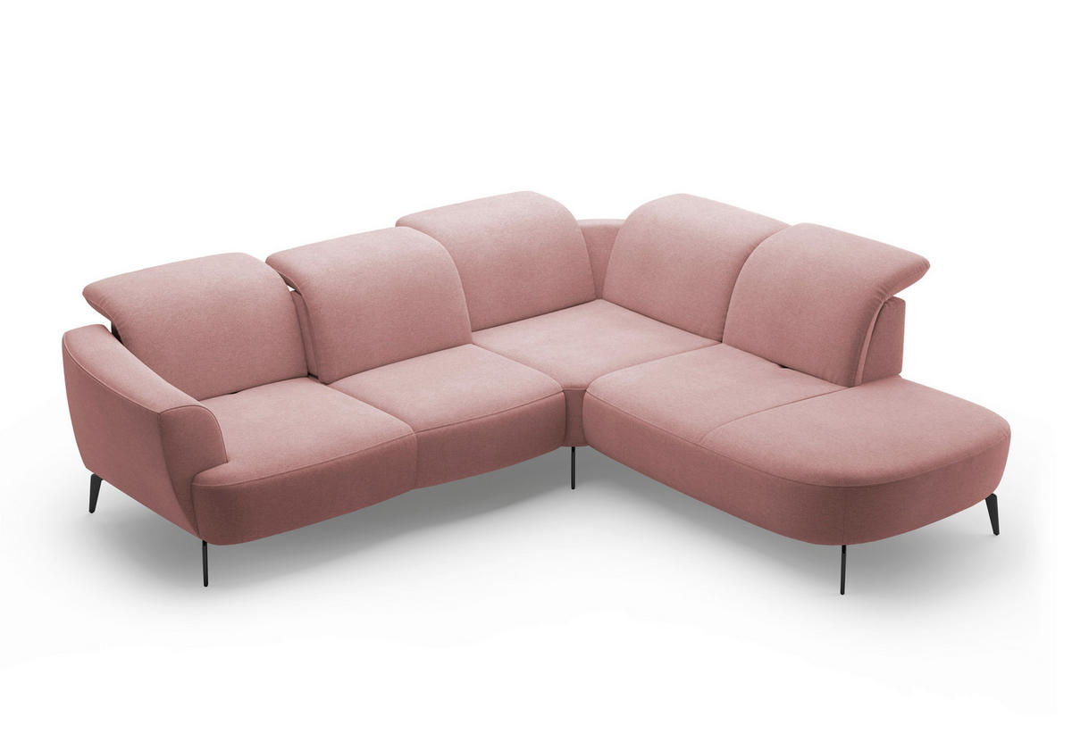 ECKSOFA in Mikrofaser Altrosa  - Schwarz/Altrosa, Konventionell, Textil/Metall (300/267cm) - Sit & More