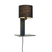 WANDLEUCHTE GOOD&MOJO  19/24/36 cm  - Schwarz, Trend, Holz/Textil (19/24/36cm) - Good & Mojo
