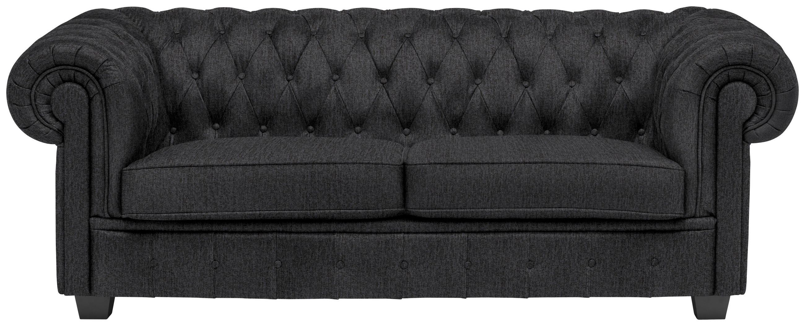 CHESTERFIELD-SOFA in Webstoff Dunkelgrau  - Wengefarben/Dunkelgrau, LIFESTYLE, Holz/Textil (206/76,5/96cm) - Landscape
