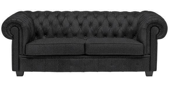 CHESTERFIELD-SOFA Webstoff Dunkelgrau  - Wengefarben/Dunkelgrau, LIFESTYLE, Holz/Textil (206/76,5/96cm) - Landscape