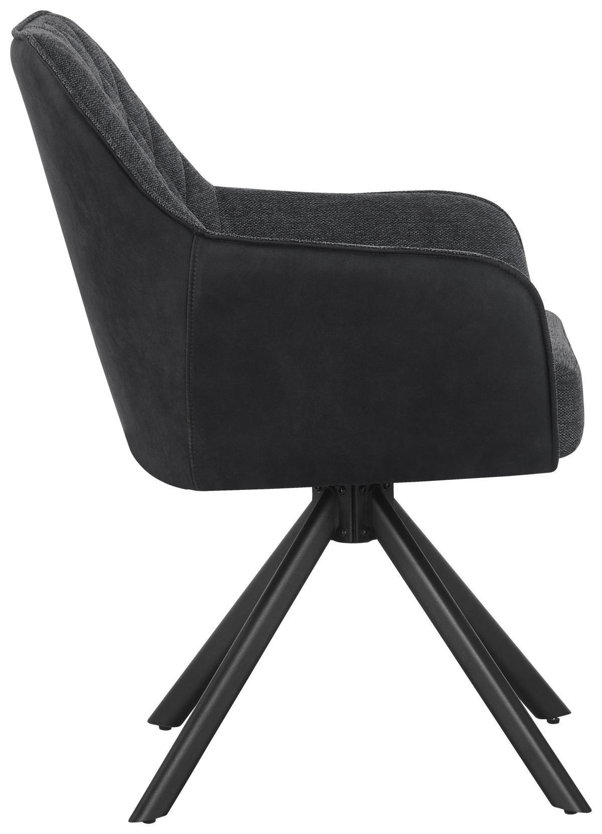 ARMLEHNSTUHL  in Eisen Webstoff, Leinenoptik  - Schwarz/Grau, KONVENTIONELL, Holz/Textil (57/84/63cm) - Livetastic