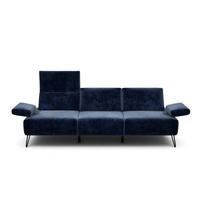 3-SITZER-SOFA in Samt Dunkelblau  - Schwarz/Dunkelblau, Design, Textil/Metall (234-264/85/86-94cm) - SENSOO