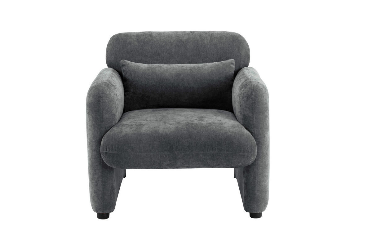 SESSEL in Samt Grau  - Schwarz/Grau, Design, Kunststoff/Textil (83/83/76cm) - MID.YOU