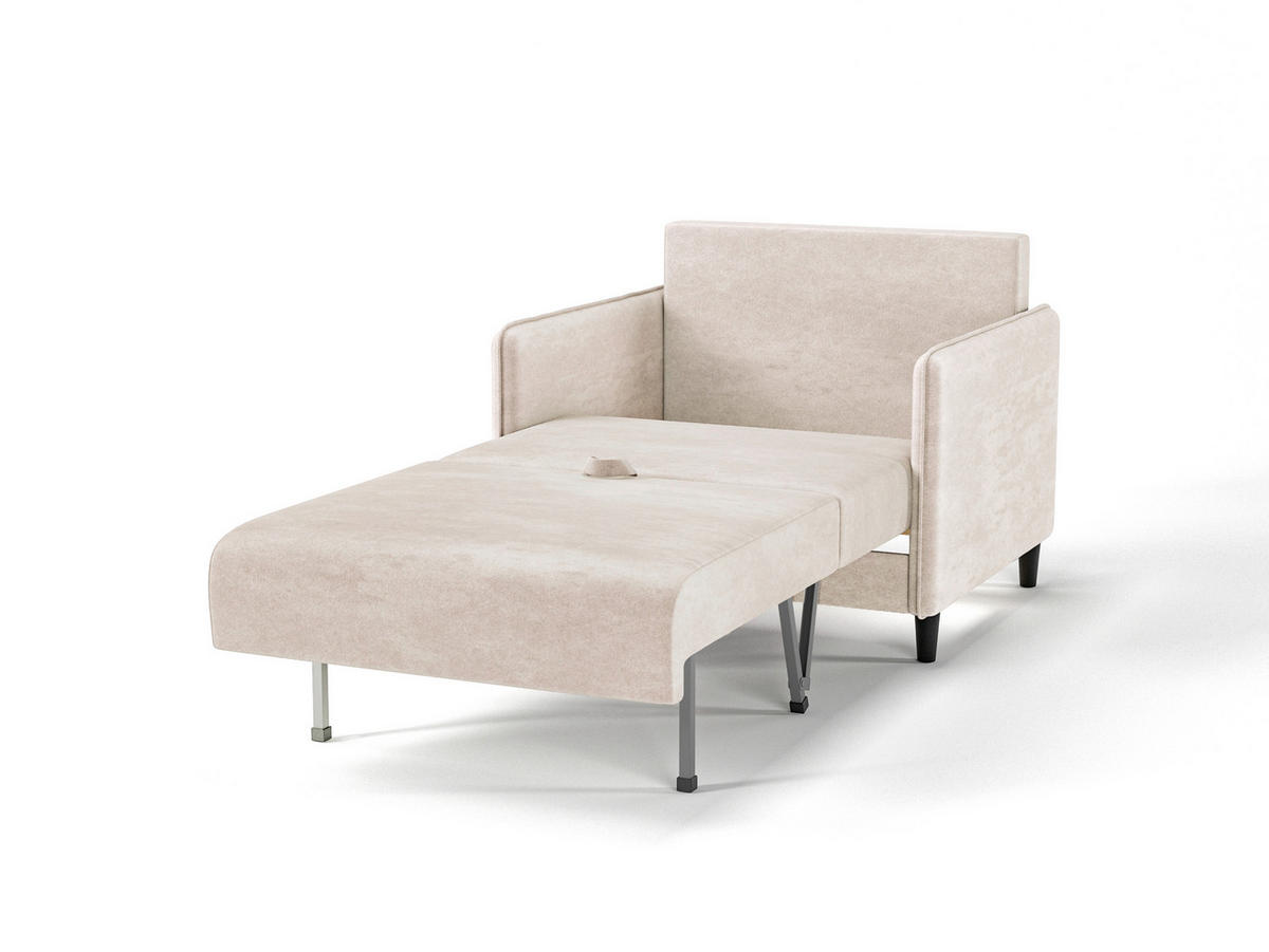 SCHLAFSESSEL Velours Beige  - Beige/Schwarz, Design, Holz/Textil (90/95/95cm) - MID.YOU