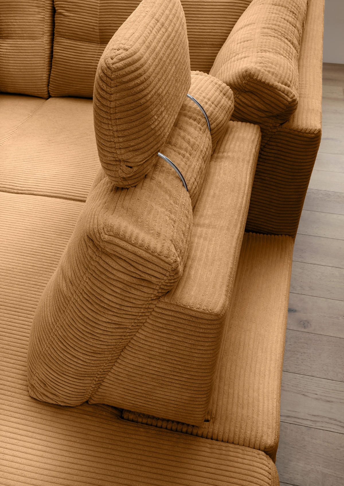 ECKSOFA in Cord Goldfarben  - Goldfarben/Naturfarben, Modern, Holz/Textil (274/206cm) - Livetastic