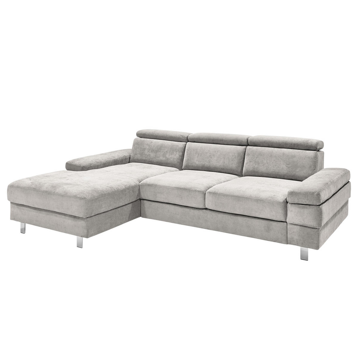 ECKSOFA in Webstoff Silberfarben  - Silberfarben, Konventionell, Textil/Metall (260/82/182cm) - Trendmanufaktur