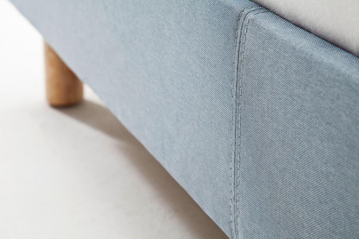 PAT TAPIȚAT 140/200 cm  in albastru deschis  - albastru deschis/culoare lemn stejar, Design, lemn/textil (140/200cm) - Livetastic