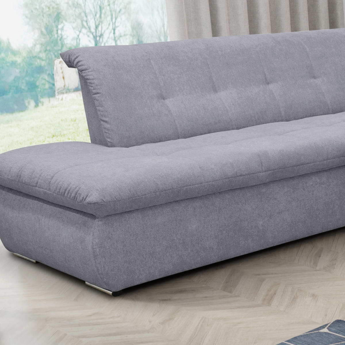 WOHNLANDSCHAFT in Mikrofaser Grau  - Chromfarben/Grau, KONVENTIONELL, Textil/Metall (216/353/172cm) - MID.YOU