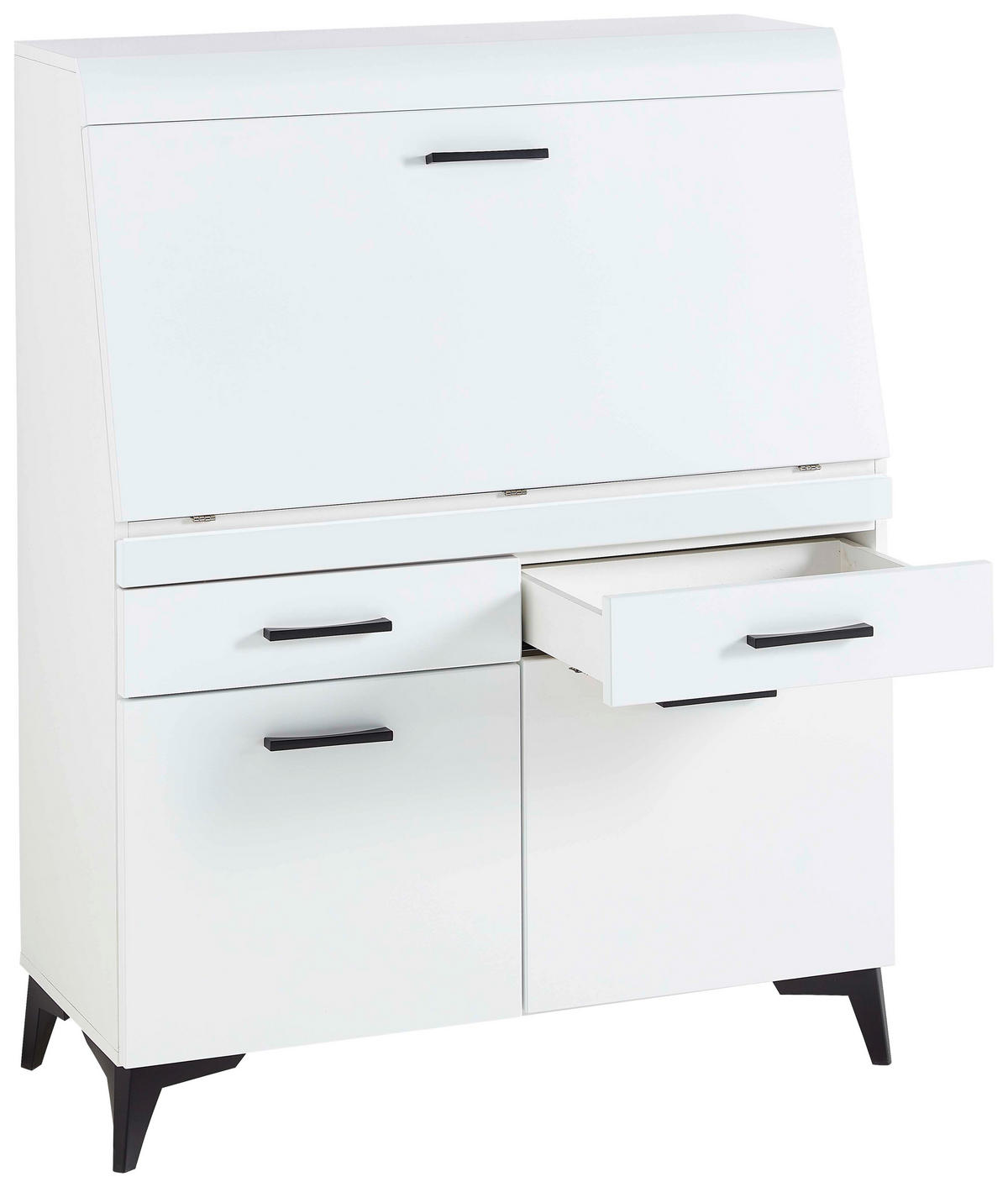 SEKRETÁŘ, 98/124/42 cm - bílá/černá, Trend, kompozitní dřevo/plast (98/124/42cm) - Carryhome