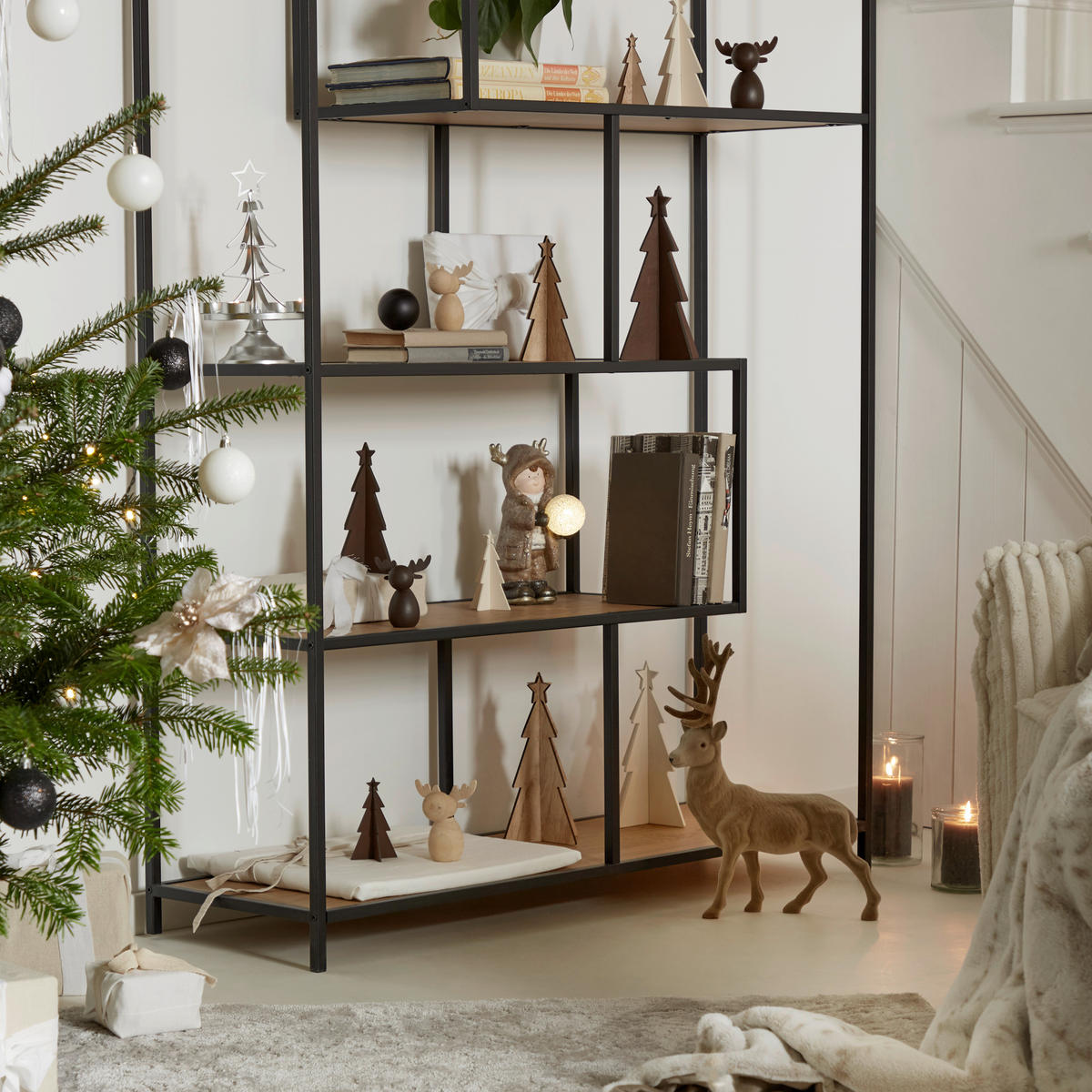 DEKORAČNÍ STROMEK - bílá/hnědá, Konvenční, kompozitní dřevo (18cm)