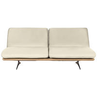 SCHLAFSOFA Naturfarben Stoffauswahl, Schlafen auf Sitzhöhe, Rücken echt  - Beige/Schwarz, Design, Leder/Holz (204/92/90cm) - Dieter Knoll