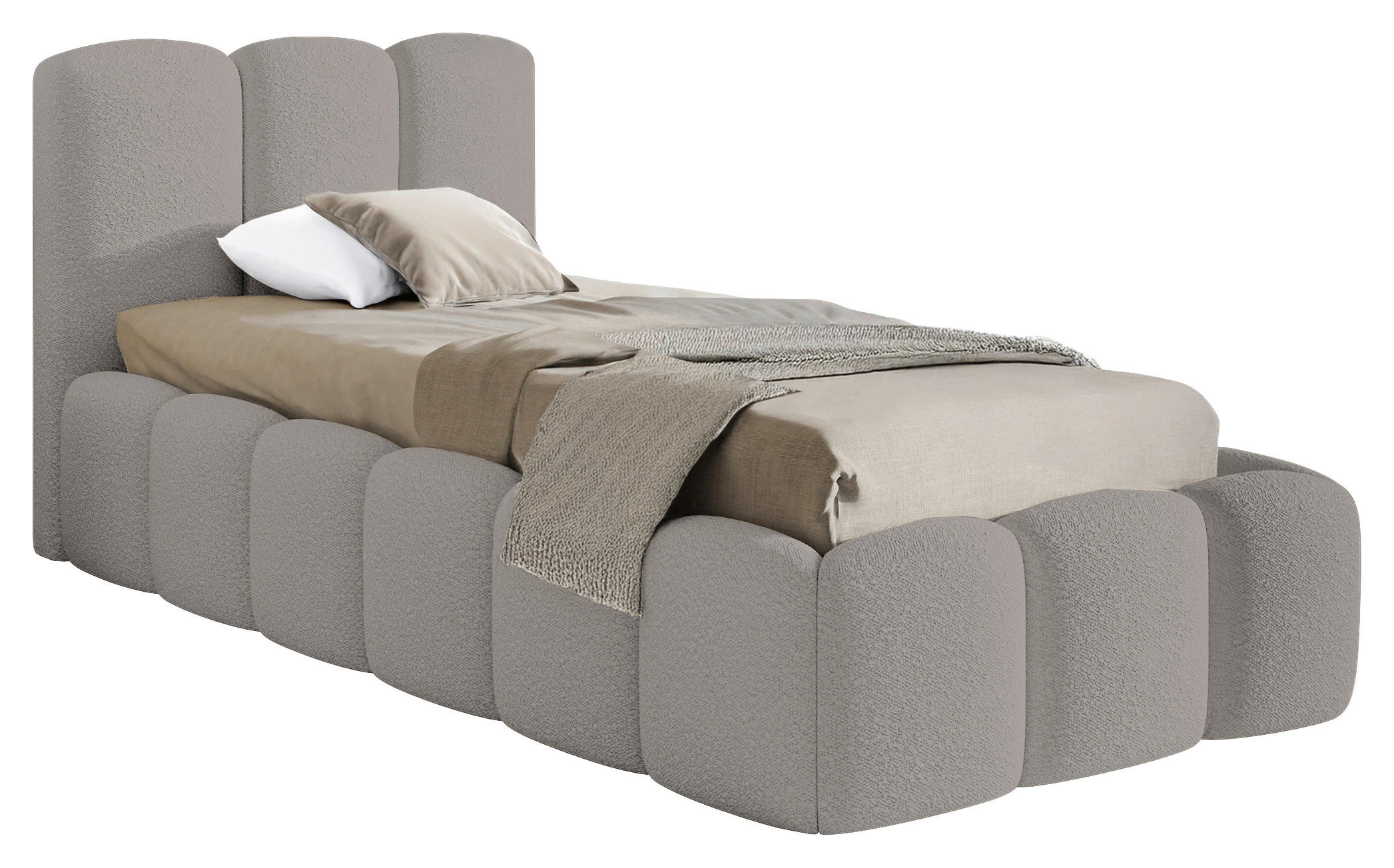 POLSTERBETT Lattenrost, Bettkasten 90/200 cm  in Grau  - Grau, MODERN, Holz/Textil (90/200cm) - Livetastic