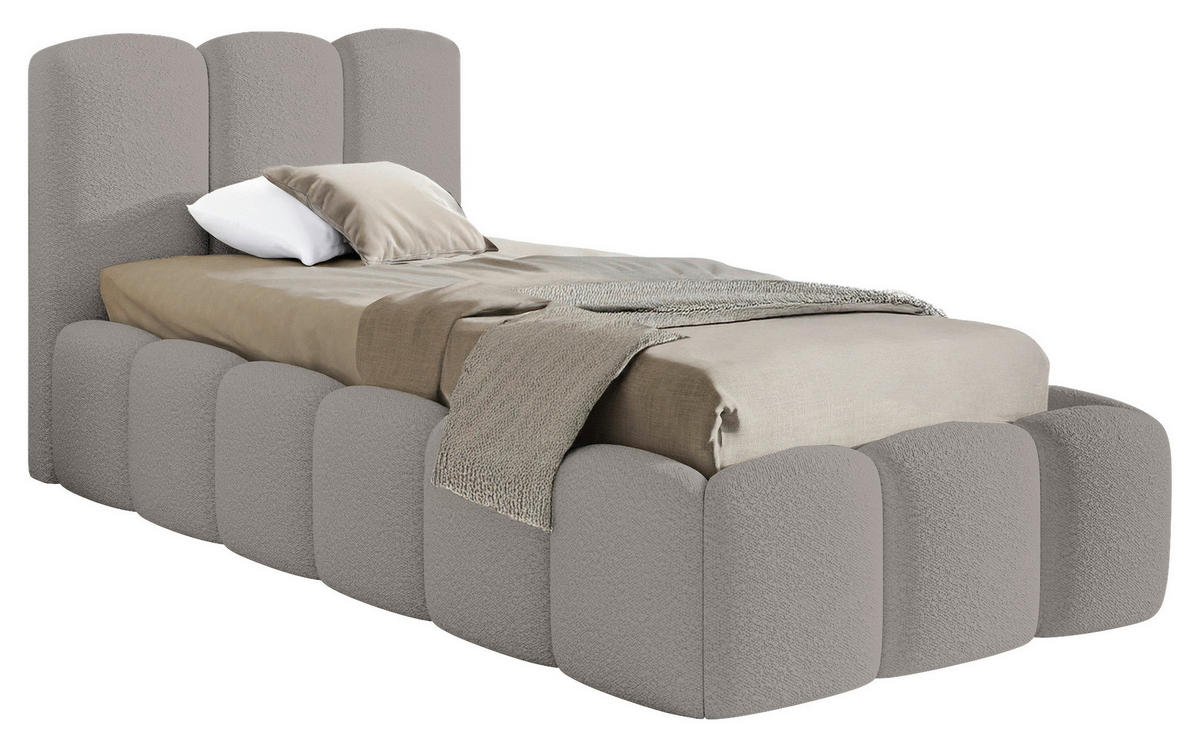POLSTERBETT Lattenrost, Bettkasten Grau 90/200 cm  - Grau, MODERN, Holz/Textil (90/200cm) - Livetastic