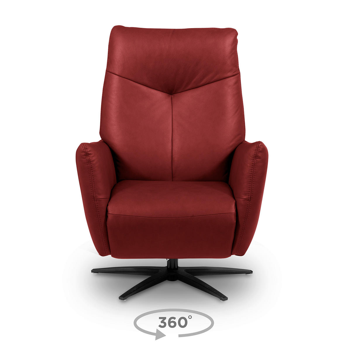 RELAXSESSEL Leder Weinrot  - Weinrot/Schwarz, Design, Leder/Metall (76/107/88cm) - Livetastic