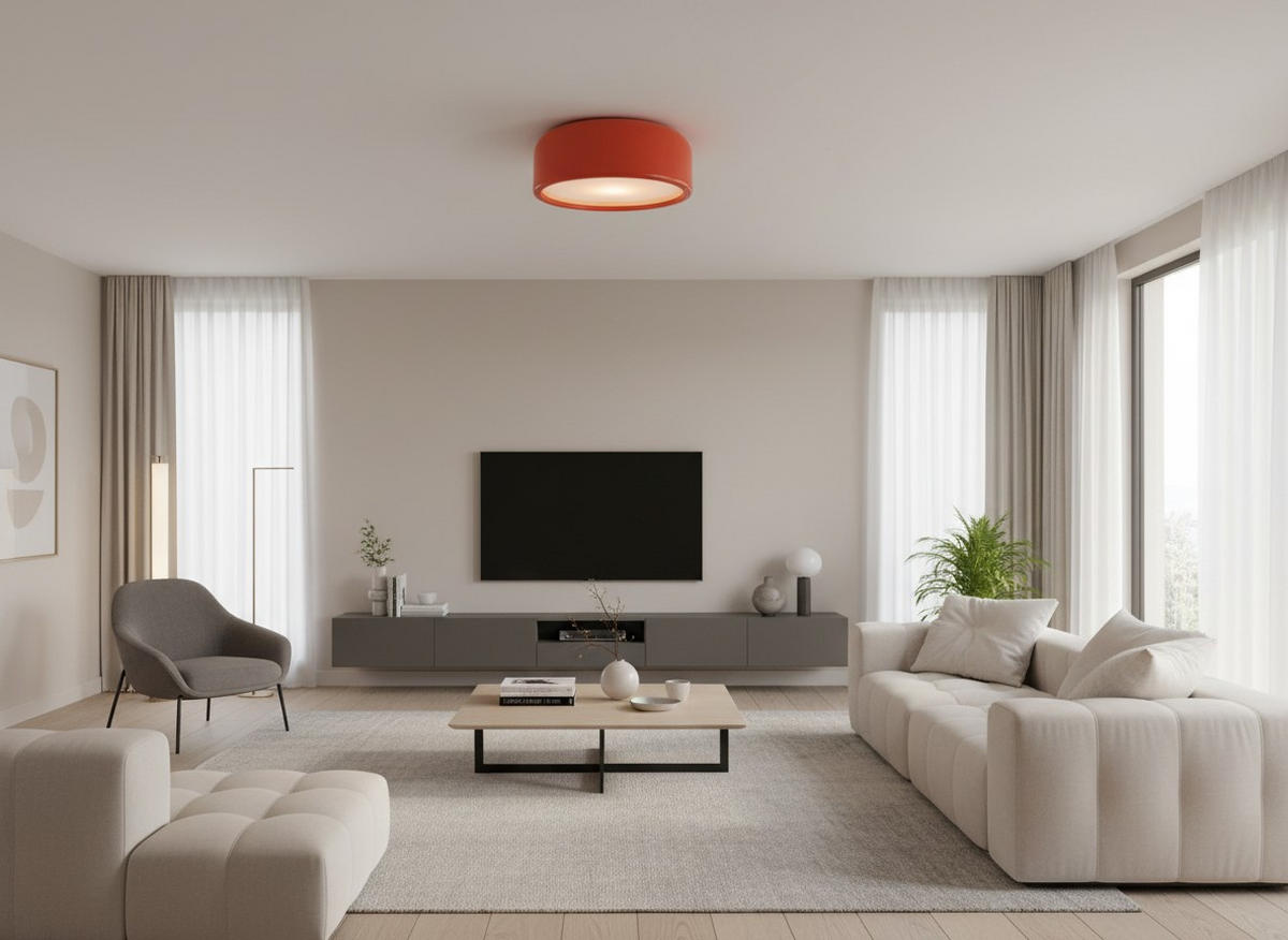 DECKENLEUCHTE 35/17.5 cm   - Weinrot, Design, Kunststoff/Metall (35/17.5cm) - Collet's Monde