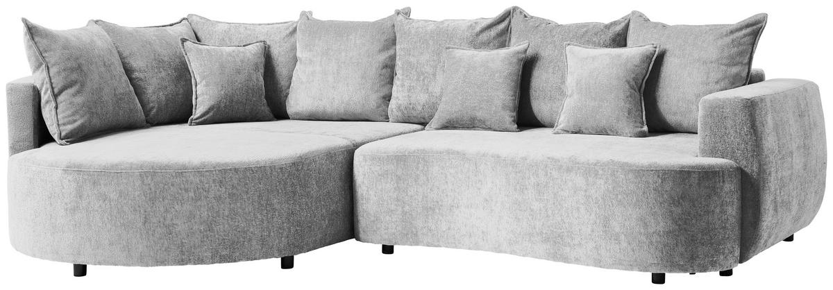 ECKSOFA in Chenille Hellgrau  - Hellgrau/Schwarz, Design, Kunststoff/Textil (194/307cm) - Carryhome