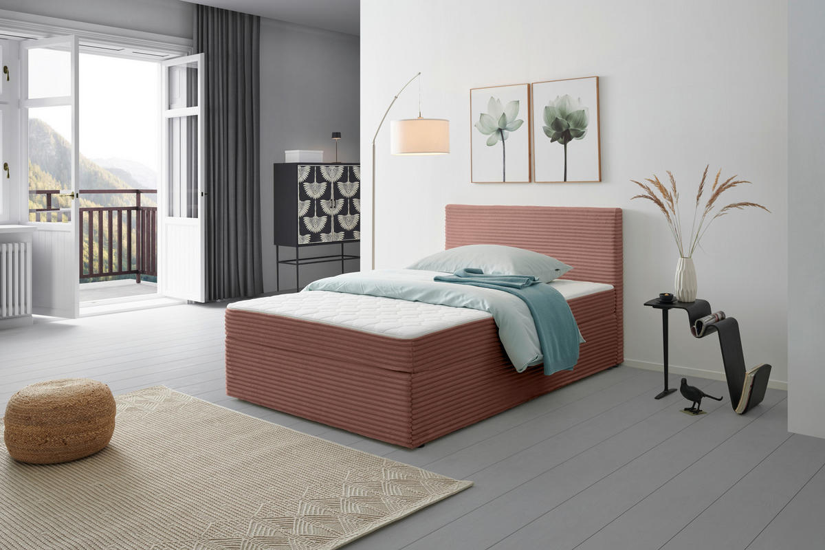 BOXBETT 120/200 cm  in Altrosa  - Altrosa, Modern, Holz/Textil (120/200cm) - MID.YOU