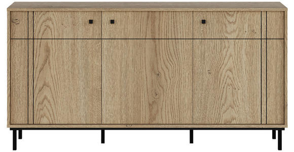 SIDEBOARD in 160,2/81,8/37 cm - Eichefarben/Schwarz, MODERN, Holzwerkstoff/Kunststoff (160,2/81,8/37cm) - Carryhome