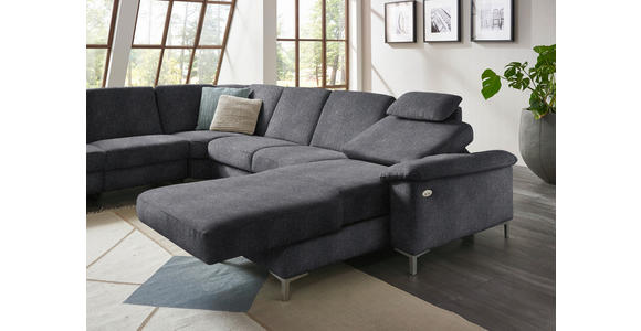 WOHNLANDSCHAFT in Chenille Dunkelgrau  - Dunkelgrau/Alufarben, Design, Textil/Metall (265/333/170cm) - Dieter Knoll