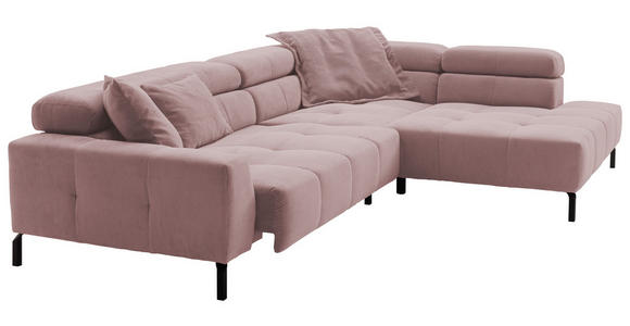 ECKSOFA in Feincord Altrosa  - Schwarz/Altrosa, KONVENTIONELL, Textil/Metall (311/219cm) - Hom`in