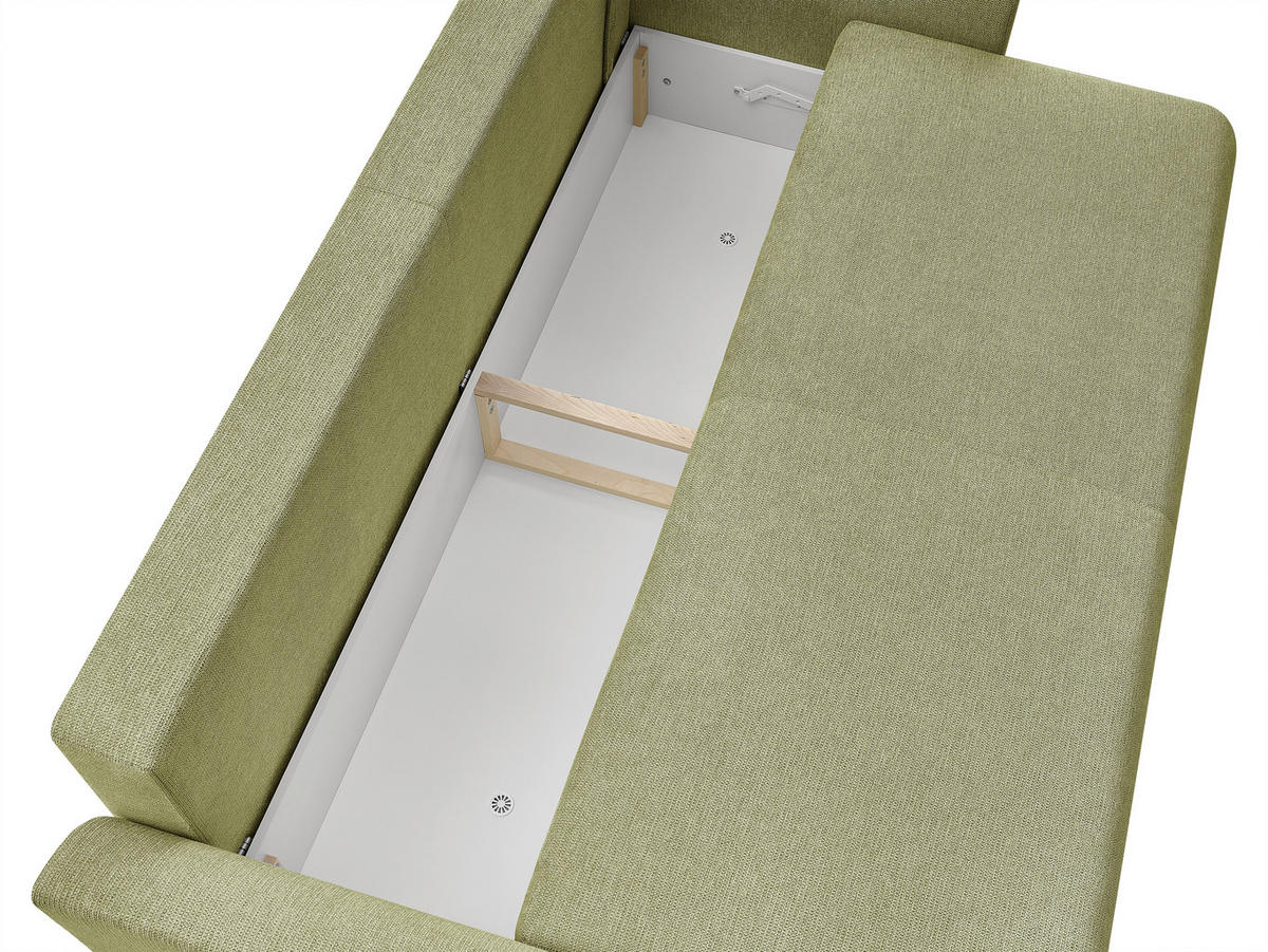 SCHLAFSOFA KIMMY Struktur Grün  inkl. Zierkissen, Rückenkissen, Bettkasten  - Schwarz/Grün, Design, Kunststoff/Textil (234/90/103cm) - P & B