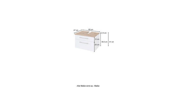 WASCHTISCHUNTERSCHRANK 60/41/47 cm - Alufarben/Weiß, KONVENTIONELL, Holzwerkstoff/Metall (60/41/47cm) - Xora