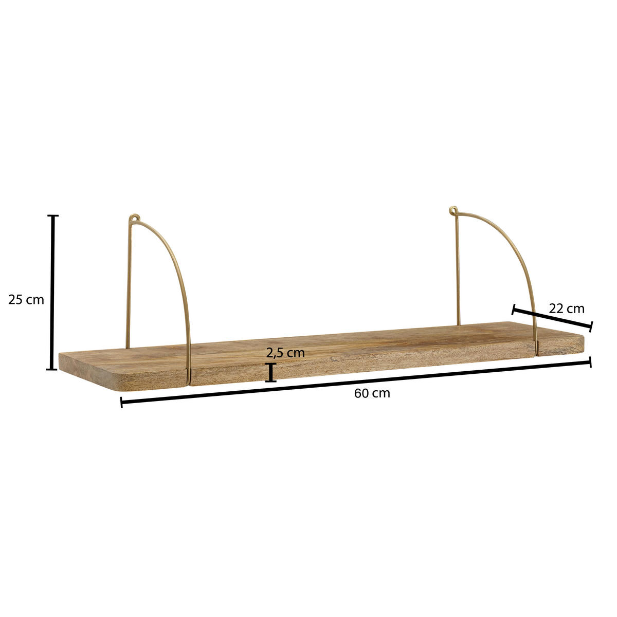 WANDREGAL 60/25/22 cm  - Braun, Basics, Holz (60/25/22cm) - MID.YOU