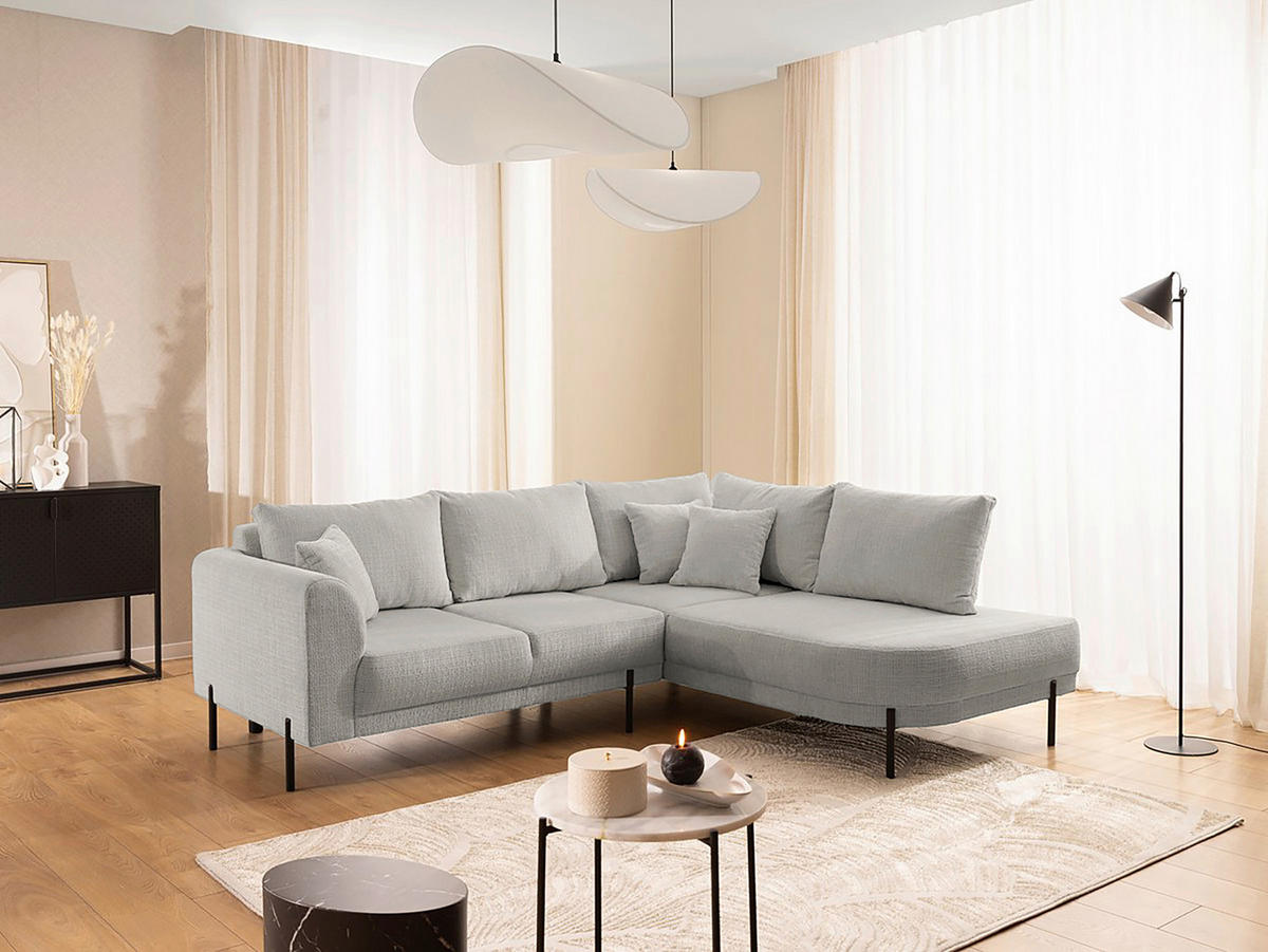 ECKSOFA Mauris Hellgrau Chenille Rückenkissen  - Hellgrau/Schwarz, Design, Kunststoff/Textil (233/200cm) - Livetastic