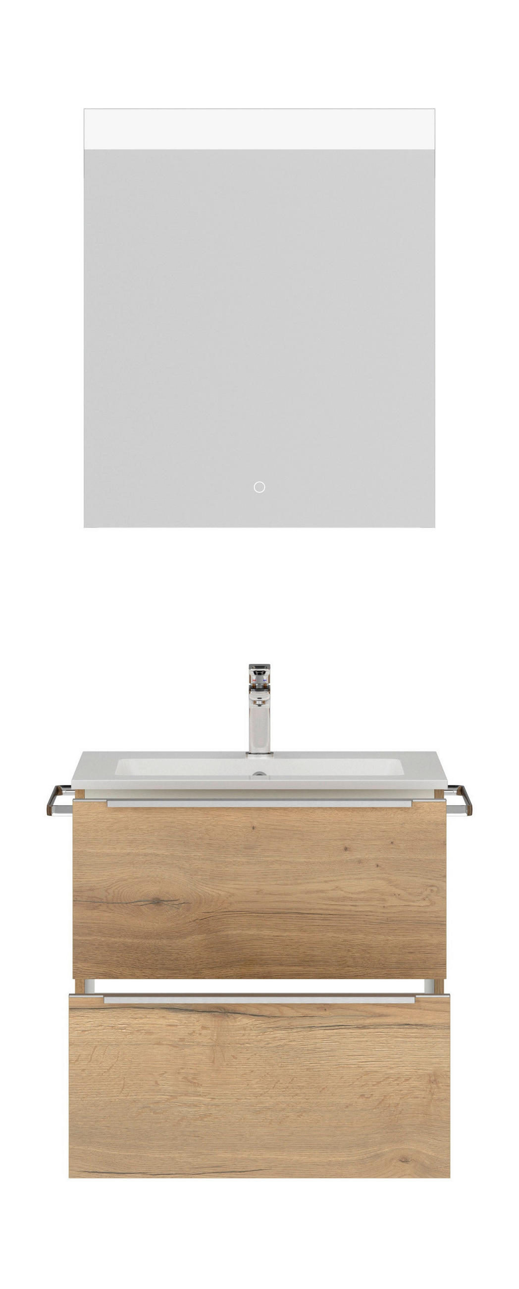 BADEZIMMER  in 61 cm  - Edelstahlfarben/Eichefarben, MODERN, Holzwerkstoff/Stein (61cm) - Nobilia