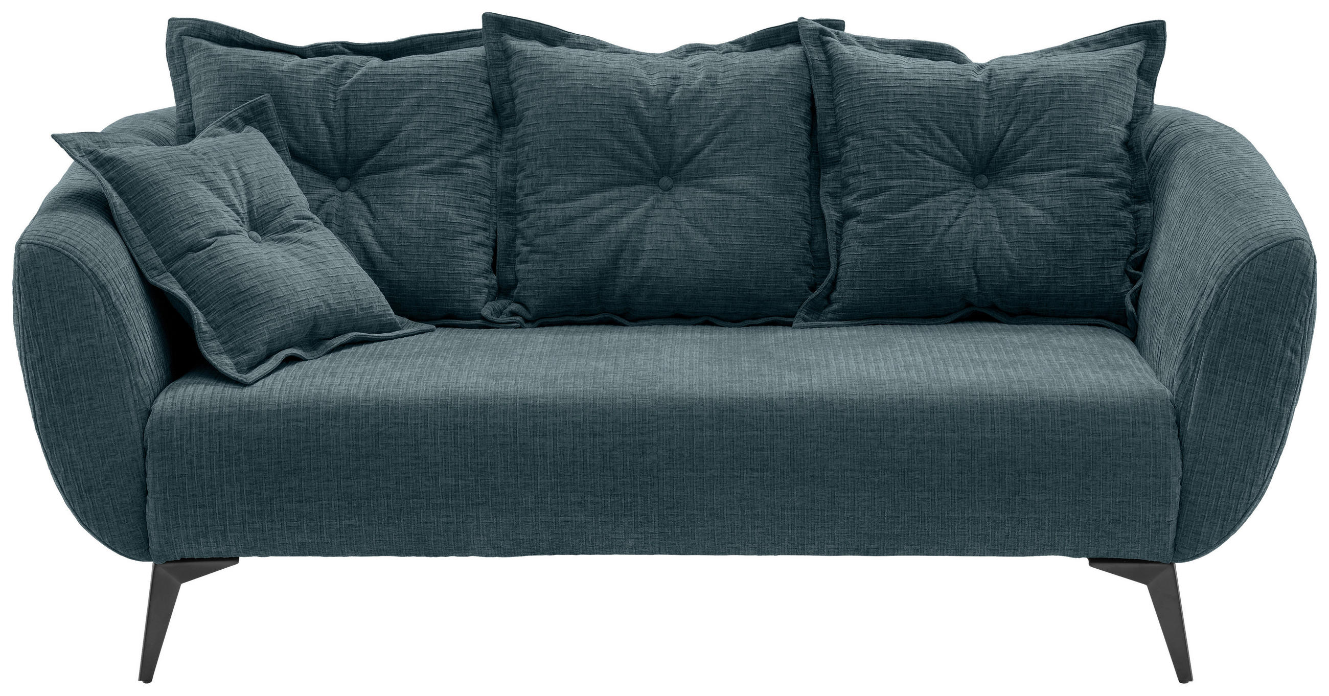 2,5-SITZER Mikrofaser Blau  - Blau/Schwarz, MODERN, Textil/Metall (196/94/103cm) - Livetastic