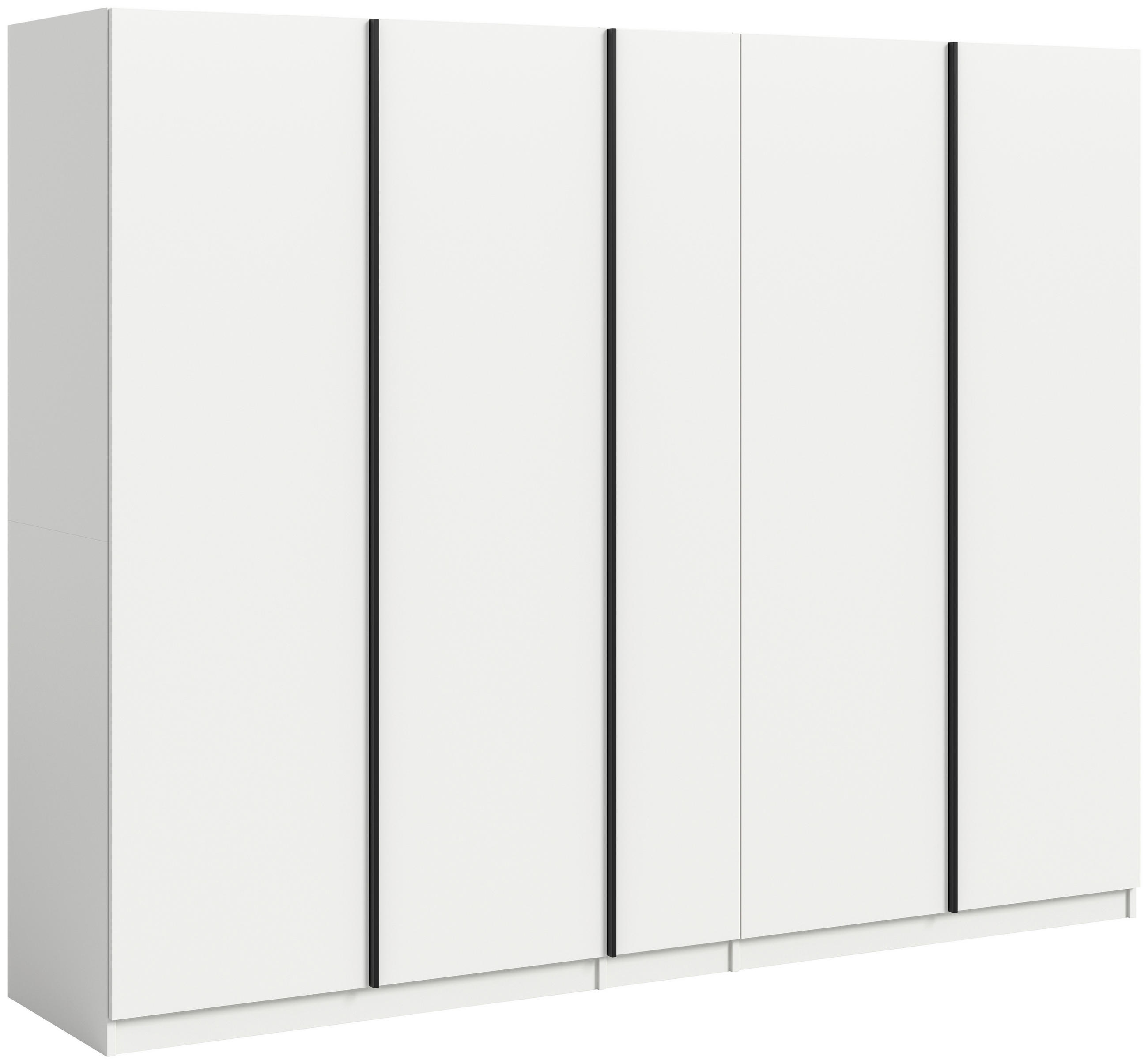 DREHTÜRENSCHRANK 230/183/53 cm,  in Weiß, 5-türig  - Schwarz/Weiß, MODERN, Holzwerkstoff (230/183/53cm) - MID.YOU