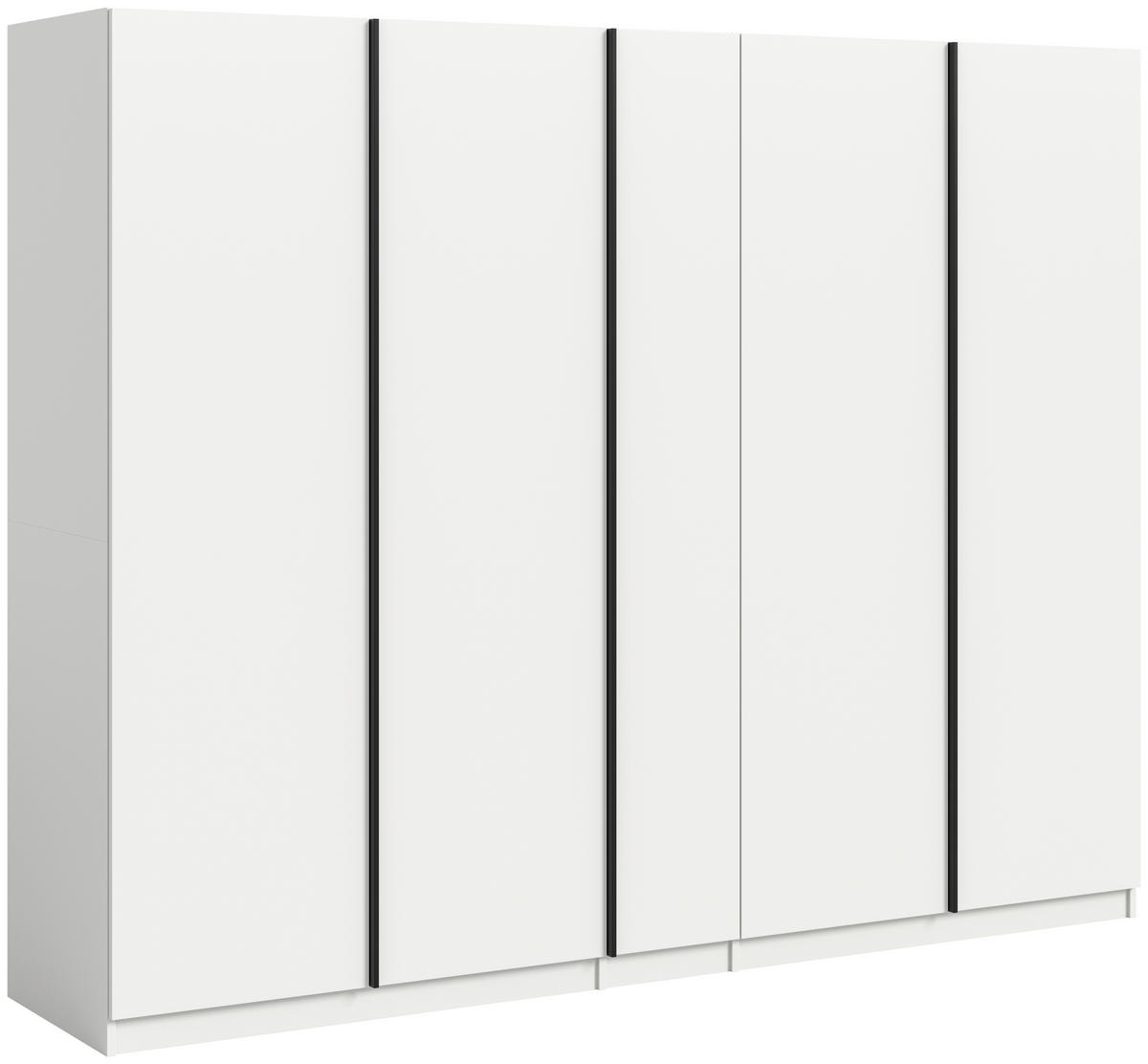 DREHTÜRENSCHRANK 230/183/53 cm,  in Weiß, 5-türig  - Schwarz/Weiß, MODERN, Holzwerkstoff (230/183/53cm) - MID.YOU