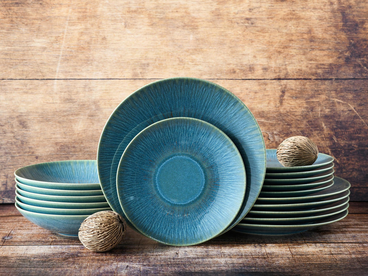 TAFELSERVICE Sea Breeze Green 12-teilig  - Grün, Basics, Keramik - Creatable
