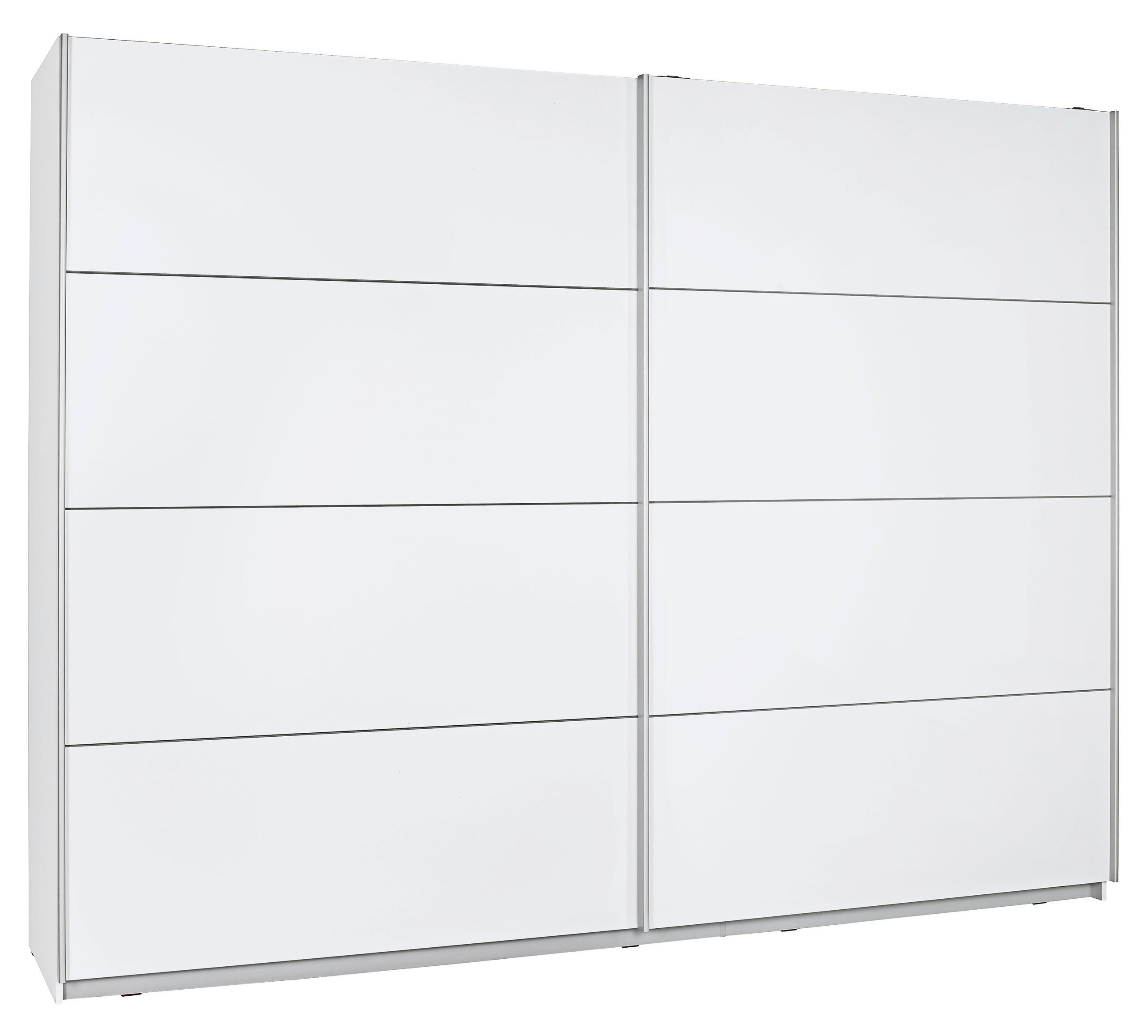 SCHIEBETÜRENSCHRANK in Weiss - Weiss/Eichefarben, Design, Holzwerkstoff/Metall (270/210/61cm) - Ti'me