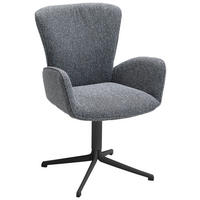 ARMLEHNSTUHL  in Eisen Jacquard, Flachgewebe  - Dunkelgrau/Schwarz, Design, Textil/Metall (63/92/63cm) - Valdera