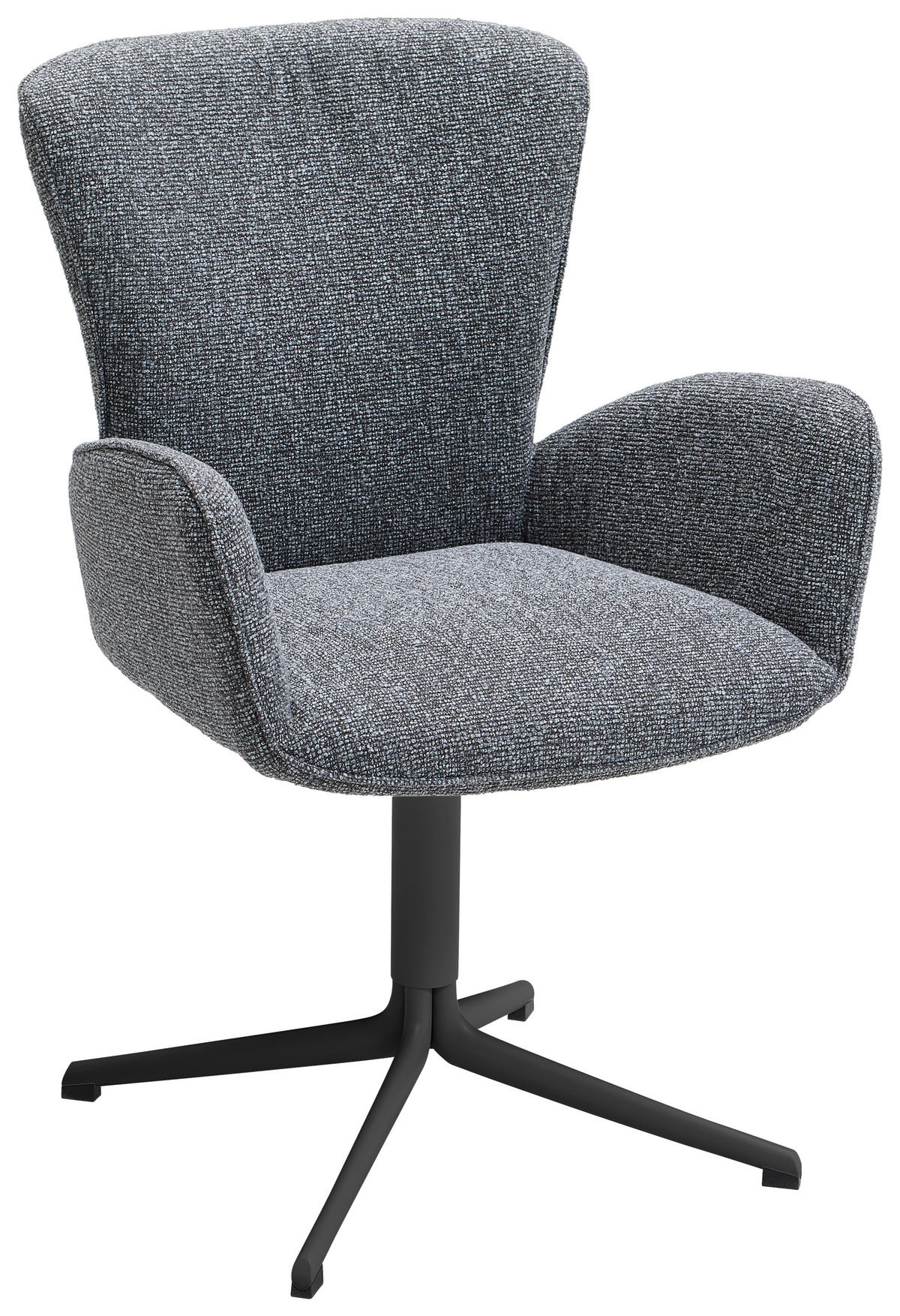 ARMLEHNSTUHL  in Eisen Jacquard, Flachgewebe  - Dunkelgrau/Schwarz, Design, Textil/Metall (63/92/63cm) - Valdera