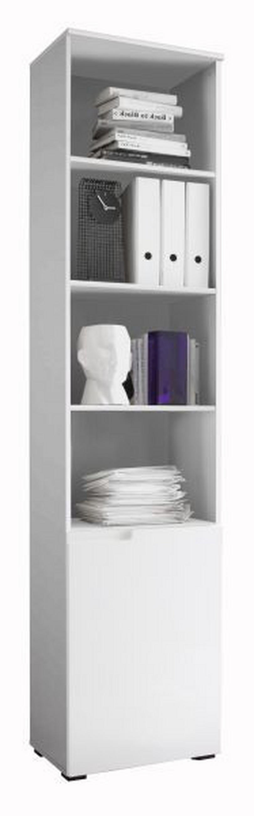 KOMODA, bela  - bela/barve aluminija, Design, leseni material (50/216/35cm) - Xora